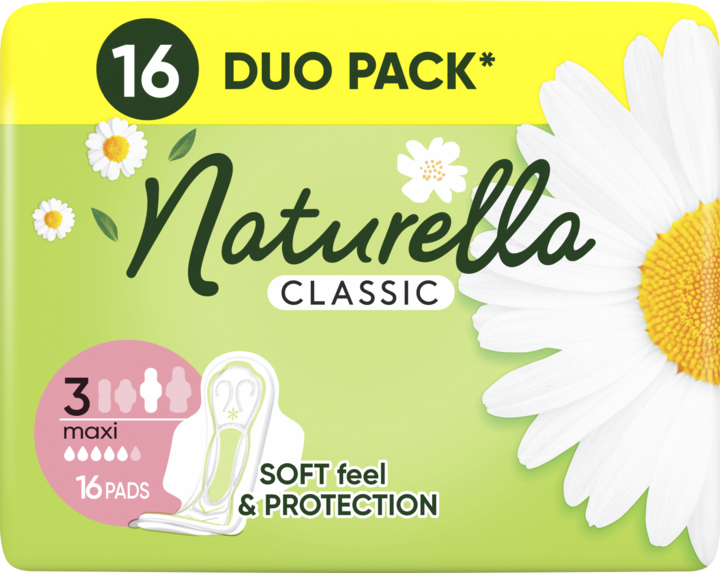 NATURELLA, Classic, podpaski higieniczne, ze skrzydełkami, Maxi 3, 16 szt.