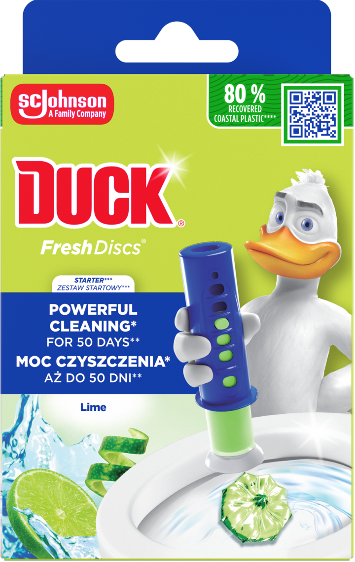 DUCK, Fresh Discs, krążek do WC, żelowy, o zapachu Limonkowym, zestaw startowy, 36 ml