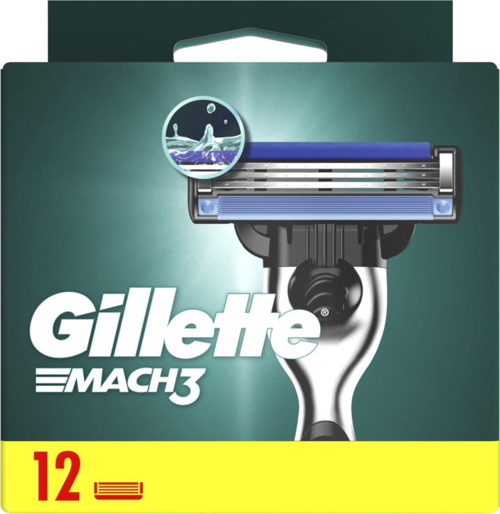 GILLETTE, Mach 3, wkłady do maszynki do golenia dla mężczyzn, 3 ostrzowe, 12 szt.