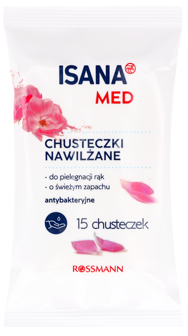 ISANA MED, chusteczki nawilżane, antybakteryjne, 15 szt.