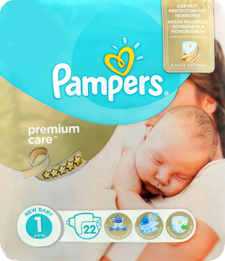 PAMPERS, Premium Care, pieluchy, 1 New Baby, 2-5 kg, 26 szt.