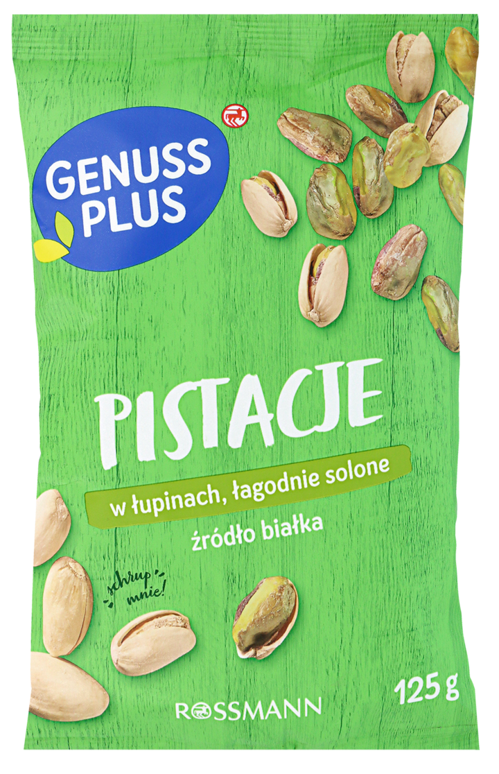 GENUSS PLUS, pistacje w łupinach, delikatnie solone, 125 g