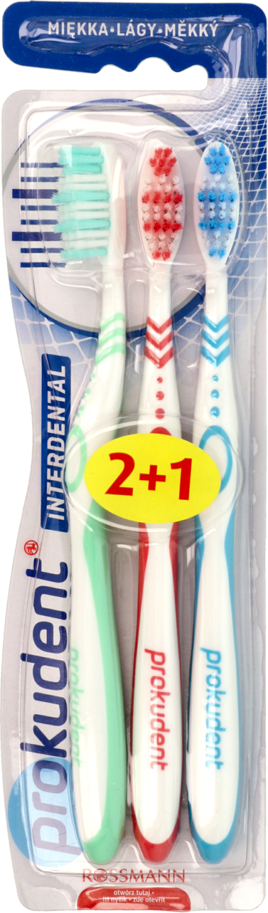 PROKUDENT, Interdental, szczoteczki do zębów, miękka, różne kolory,, 3 szt.