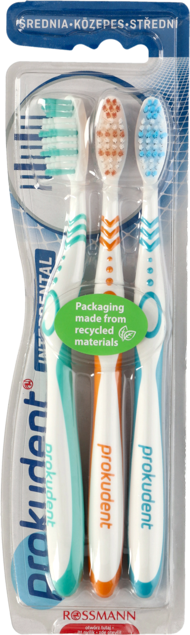 PROKUDENT, Interdental, szczoteczki do zębów, średnie, różne kolory, 3 szt.