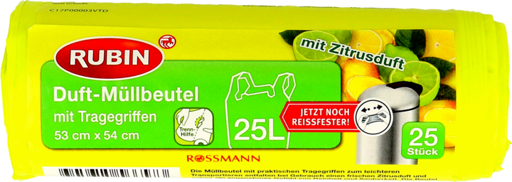 RUBIN, worki na śmieci z uchwytem, poj. 25 L, zapachowe, 25 szt.