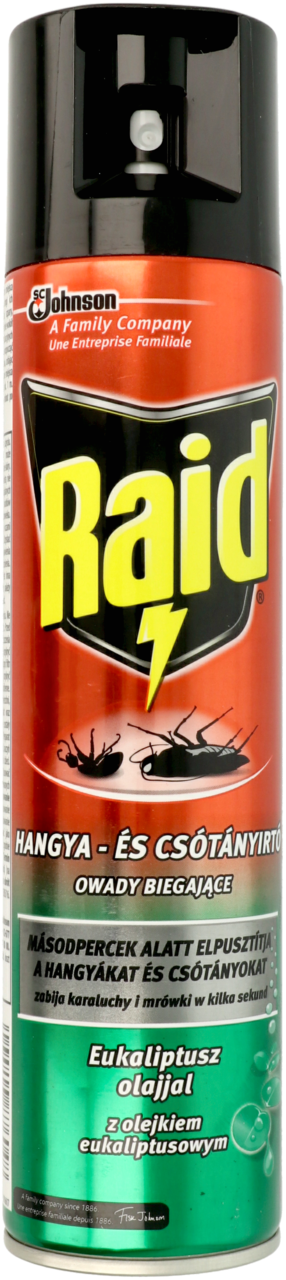 RAID, aerozol przeciw owadom, z olejkiem eukaliptusowym, 400 ml