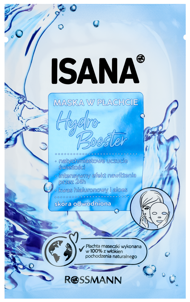 ISANA, Hydro Booster, maska w płachcie, odświeżająca i nawilżająca, 1 szt.
