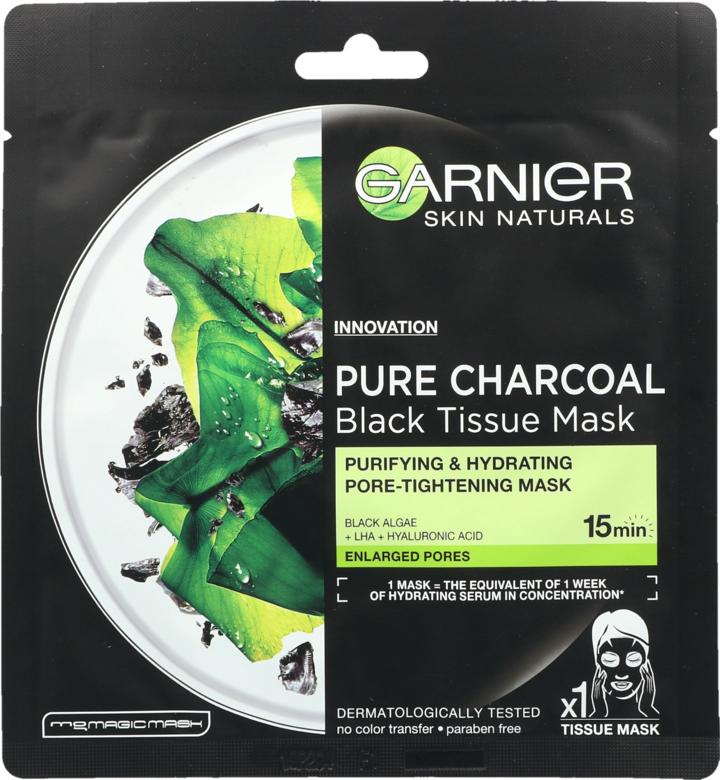 GARNIER, maska do twarzy na tkaninie, Pure Charcoal z węglem,, 28 g ...