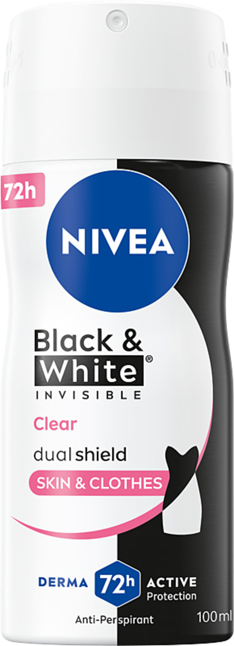 NIVEA, Black & White Invisible, antyperspirant w sprayu, dla kobiet, 72h, Clear, 100 ml