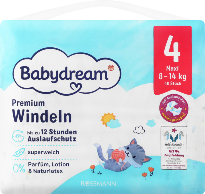 BABYDREAM, Premium, pieluchy, 4 Maxi, 8-14 kg, 40 szt.