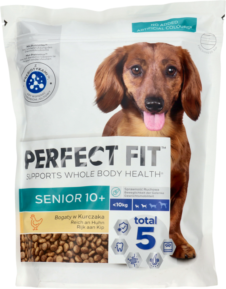 PERFECT FIT, Senior 10+, karma pełnoporcjowa sucha dla starszych psów 10+, poniżej 10 kg, z kurczakiem, 825 g