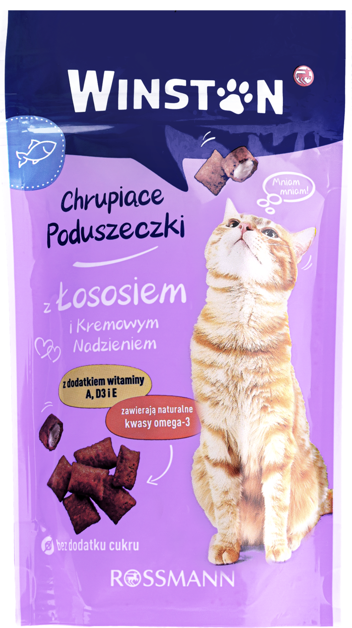 WINSTON, Snack, karma uzupełniająca dla dorosłych kotów, przekąska z łososiem, 50 g