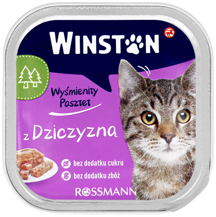 WINSTON, karma pełnoporcjowa mokra dla dorosłych kotów, z dziczyzną, 100 g