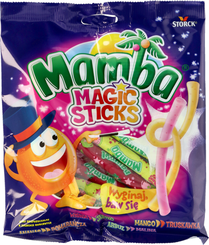 STORCK MAMBA, Magic Sticks, gumy rozpuszczalne o smakach owocowych, 150 g