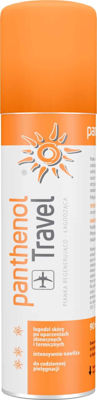 PANTHENOL, Travel, pianka regenerująco-łagodząca po oparzeniach słonecznych i termicznych,, 90 ml