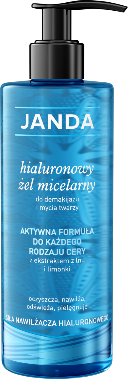 JANDA, Siła Nawilżacza Hialuronowego, żel micelarny do demakijażu i mycia twarzy oraz oczu, 400 ml