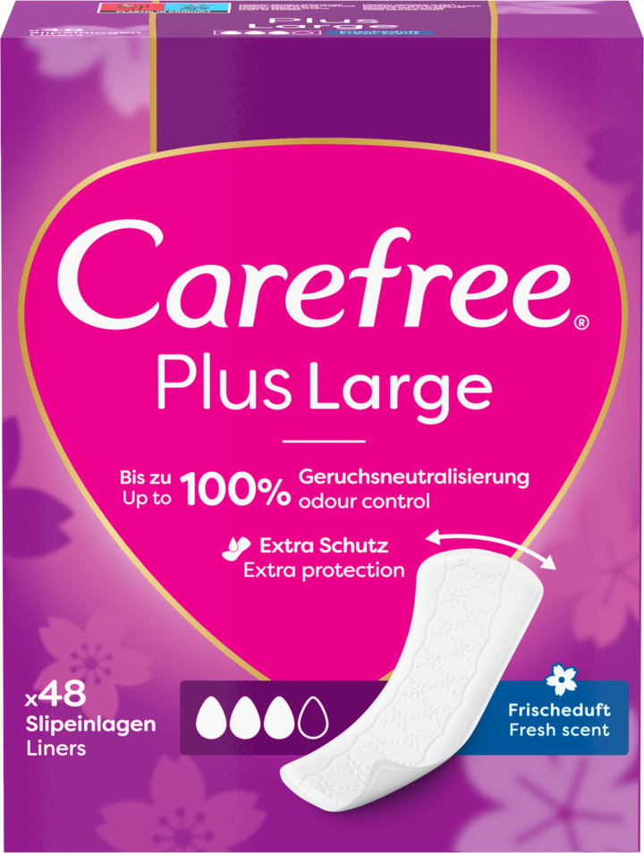 CAREFREE, Plus Large, wkładki higieniczne, świeży zapach, 48 szt.