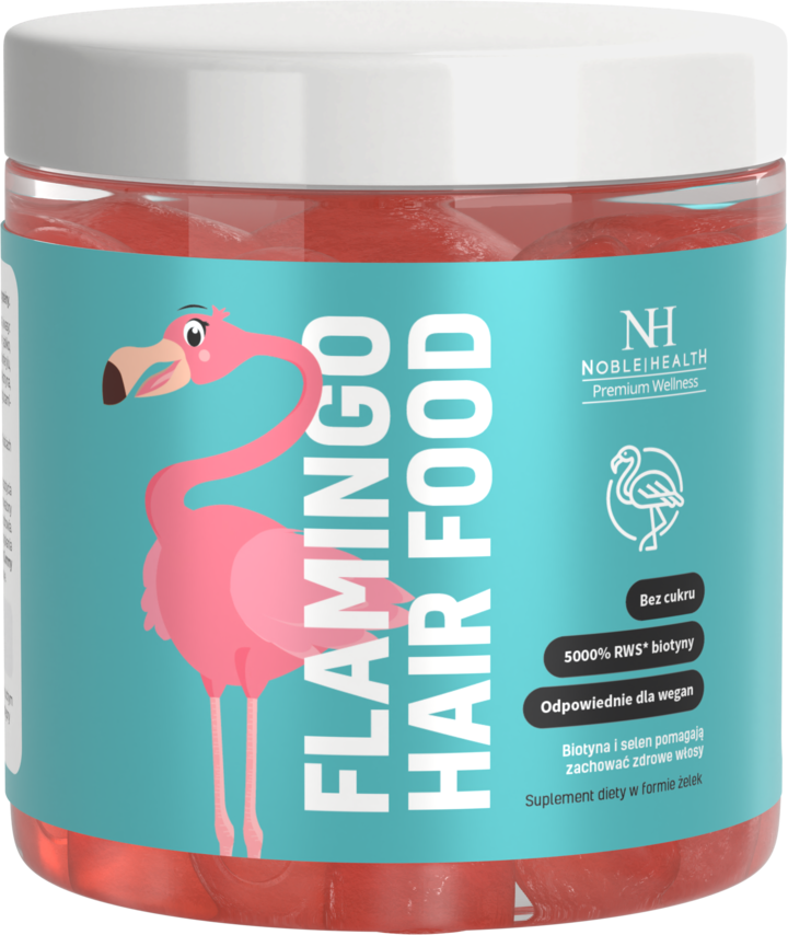 NOBLE HEALTH, Flamingo Hair Food, żelki na zdrowe włosy, suplement diety, 300 g