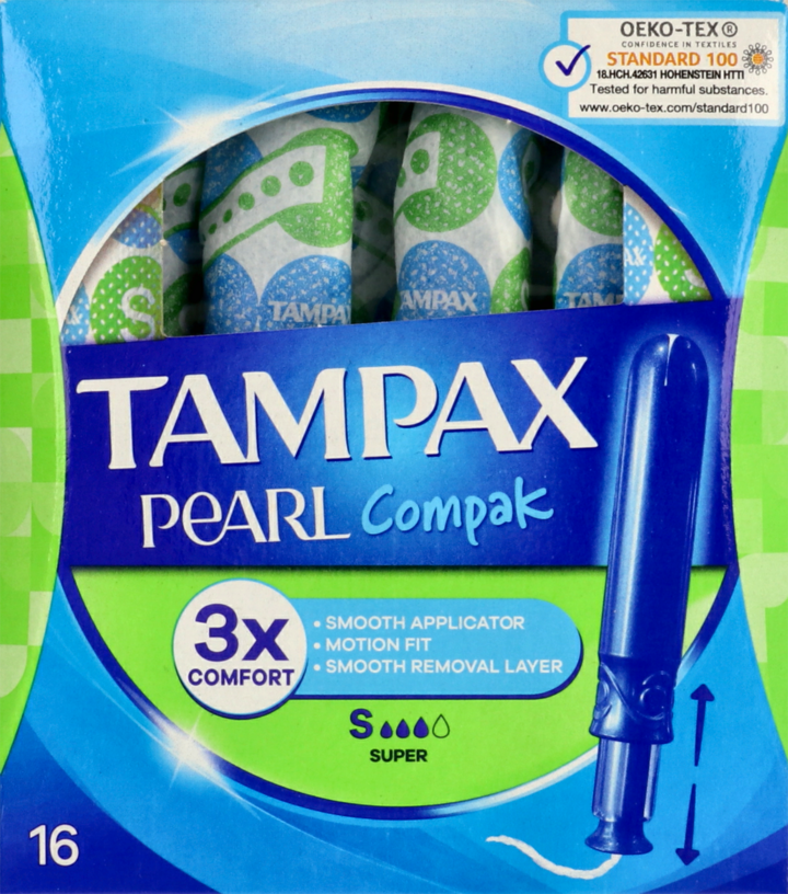 TAMPAX, Pearl Compak , tampony z aplikatorem, Super, 16 szt. | Drogeria ...
