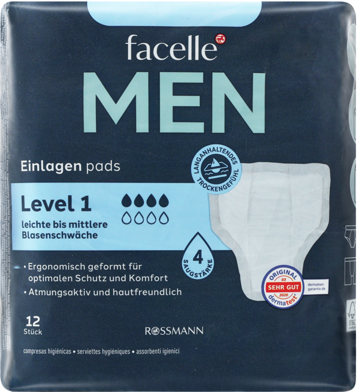 FACELLE, Men, wkładki higieniczne, Level 1, 12 szt.