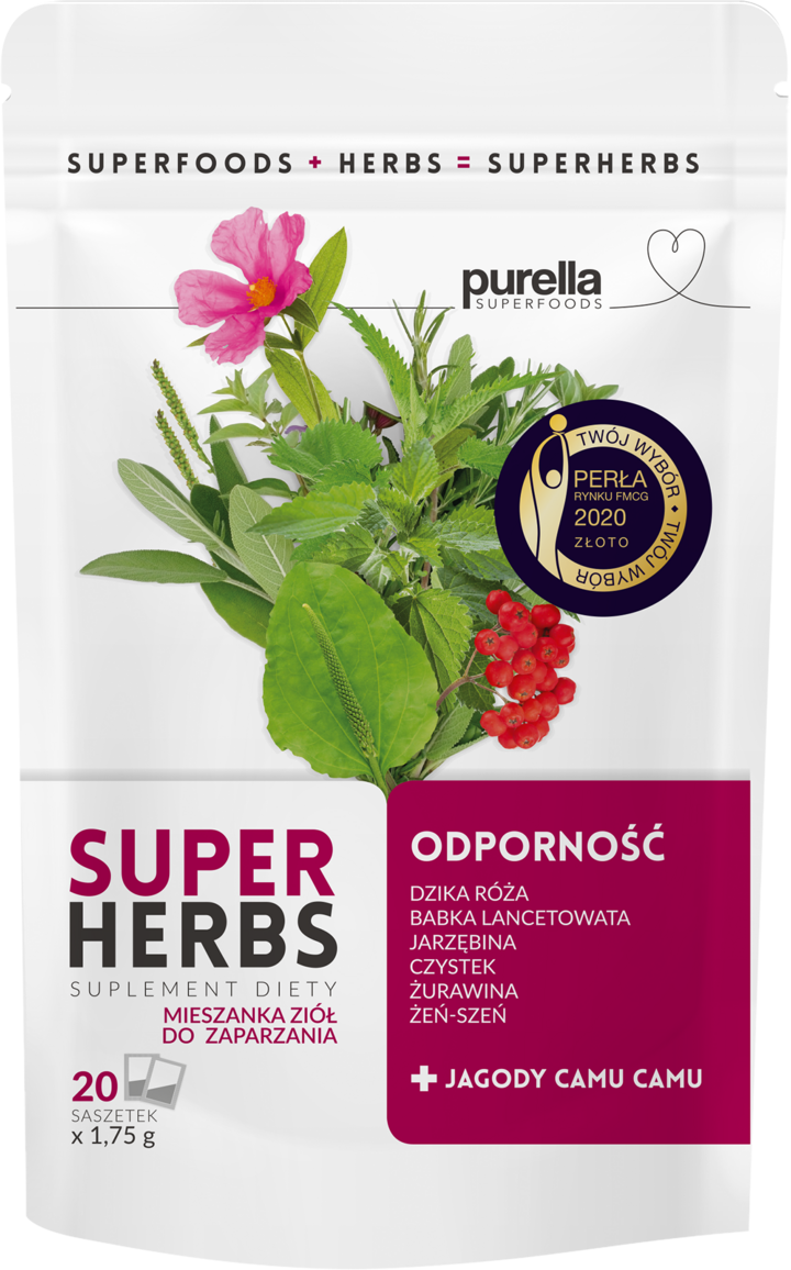 PURELLA SUPERFOODS, Odporność Super Herbs, mieszanka ziół do zaparzania