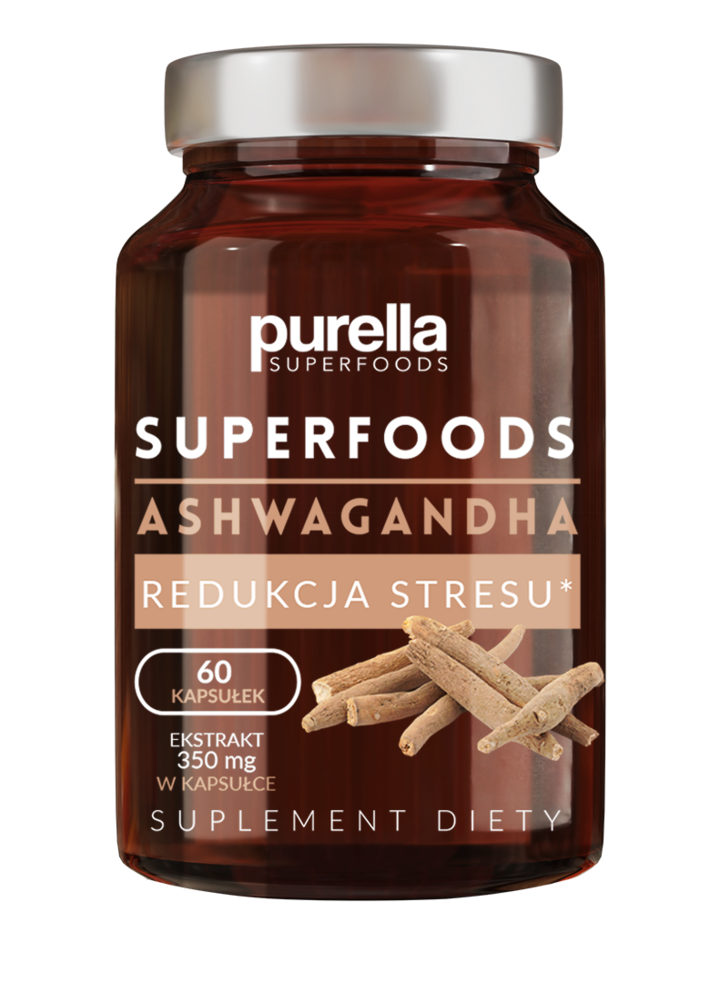 PURELLA SUPERFOODS, Redukcja Stresu, kapsułki, Ashwagandha, suplement diety, 60 szt.