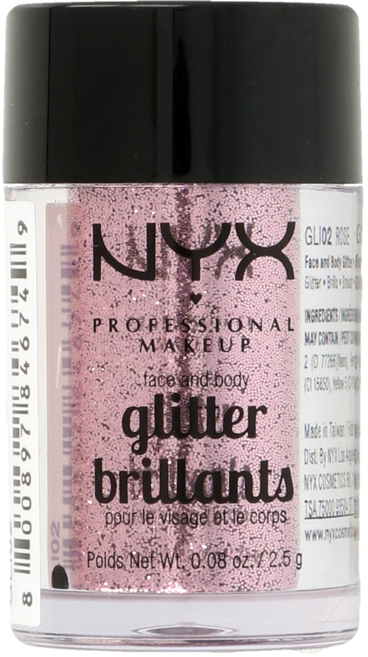 NYX PROFESSIONAL MAKEUP, Glitter Brillants , brokat do twarzy i ciała, nr 02 Rose, 2,5 g