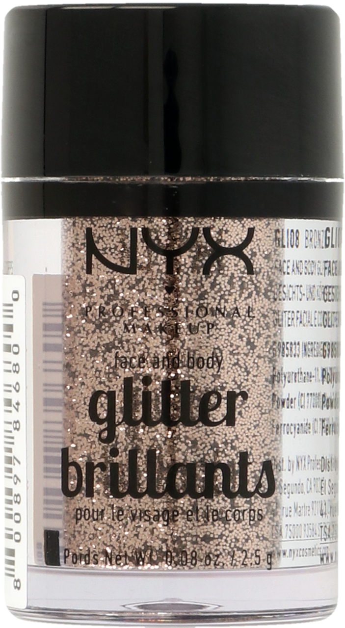 NYX PROFESSIONAL MAKEUP, Glitter Brillants , brokat do twarzy i ciała, nr 08 Bronze, 2,5 g