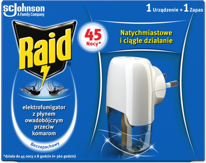 RAID, elektrofumigator z płynem owadobójczym przeciw komarom, 1 szt.
