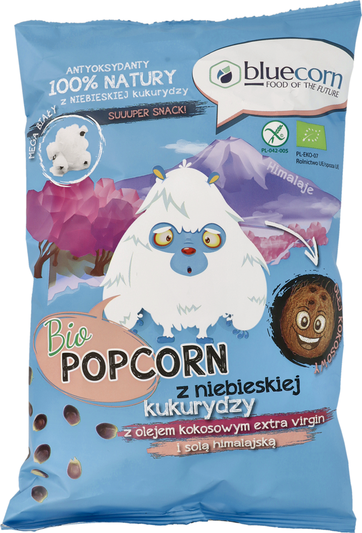 POP CROP BLUECORN, popcorn, z niebieskiej kukurydzy z olejem kokosowym