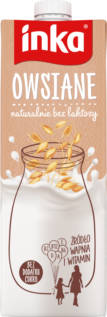 INKA, napój owsiany z wapniem i witaminami, bez dodatku cukru, UHT, 1 l
