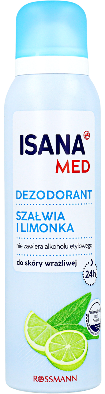 ISANA MED, dezodorant w sprayu, 24h, Szałwia i Limonka, 150 ml