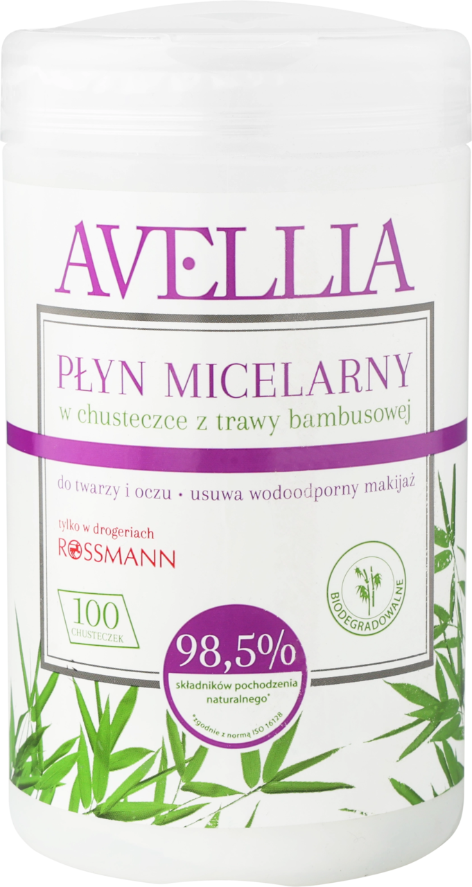 AVELLIA, płyn micelarny w chusteczce z trawy bambusowej, 100 szt.