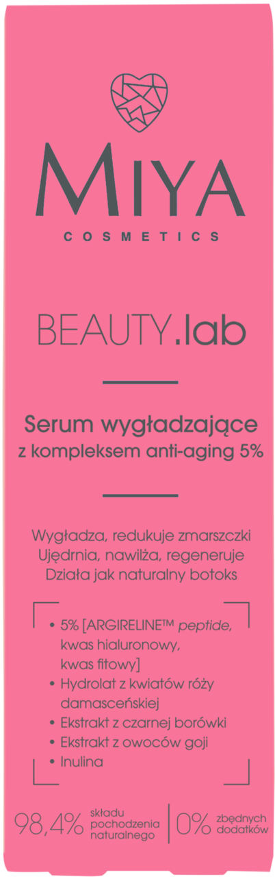 MIYA COSMETICS, BEAUTY.lab, serum do twarzy, wygładzające, z kompeksem anti-aging 5%, 30 ml