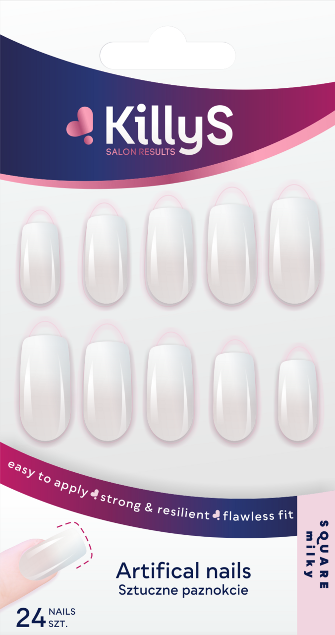 KILLYS, Salon Results, sztuczne paznokcie, Square Milky, 24 szt