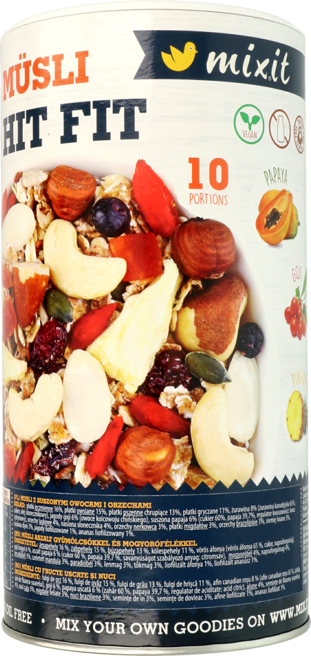 MIXIT, Hit Fit, musli z suszonymi owocami i orzechami, 500 g Drogeria