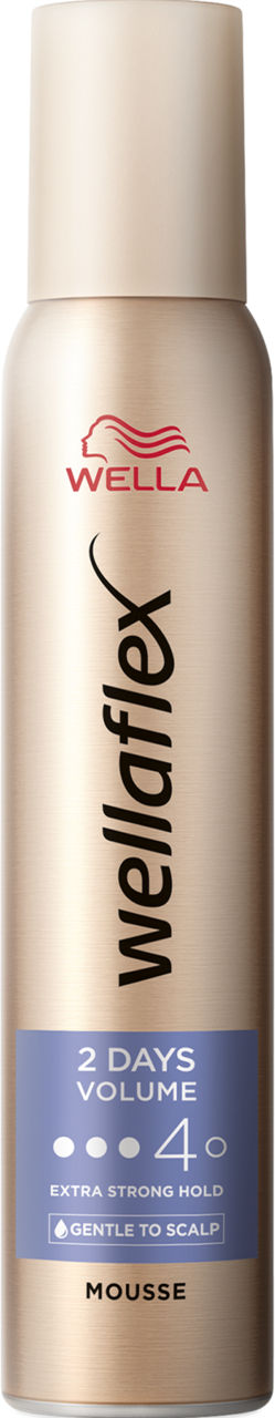 WELLA WELLAFLEX, 2 Days Volume, pianka do włosów, zwiększająca objętość, ekstra mocna, poziom utrwalenia 4, 200 ml