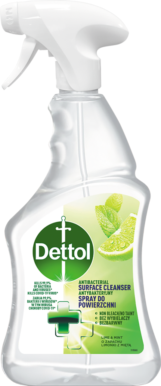 DETTOL, spray do czyszczenia powierzchni, antybakteryjny, Limonka z Miętą, 500 ml