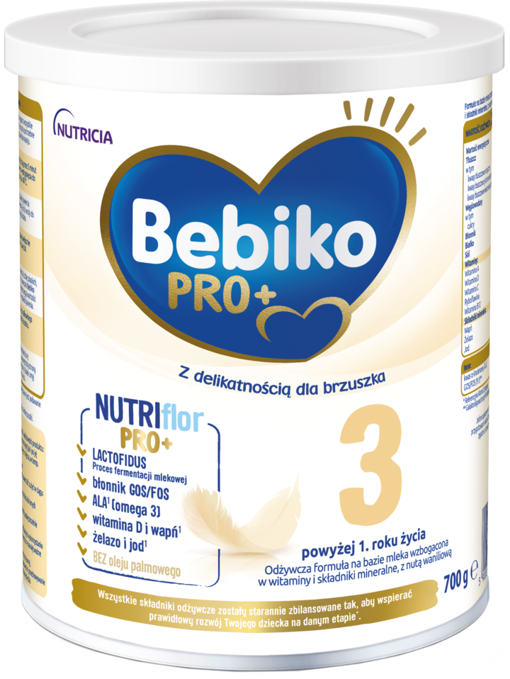BEBIKO, NUTRIflor PRO+ 3, formuła na bazie mleka, powyżej 1. roku życia, 700 g