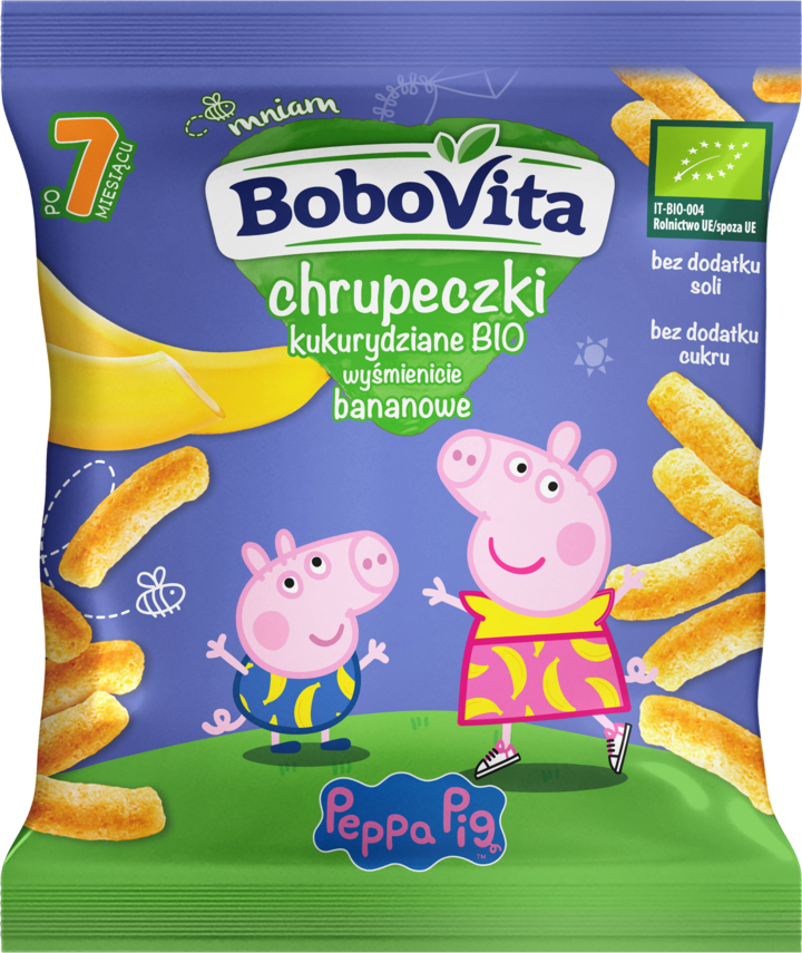 BOBOVITA, Peppa Pig, chrupeczki kukurydziane, wyśmienicie bananowe, 7m+, 20 g