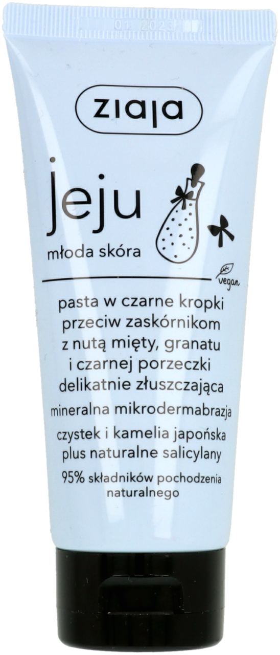 ZIAJA, Jeju, pasta do mycia twarzy, przeciw zaskórnikom, delikatnie złuszczająca, dla młodej skóry, 75 ml