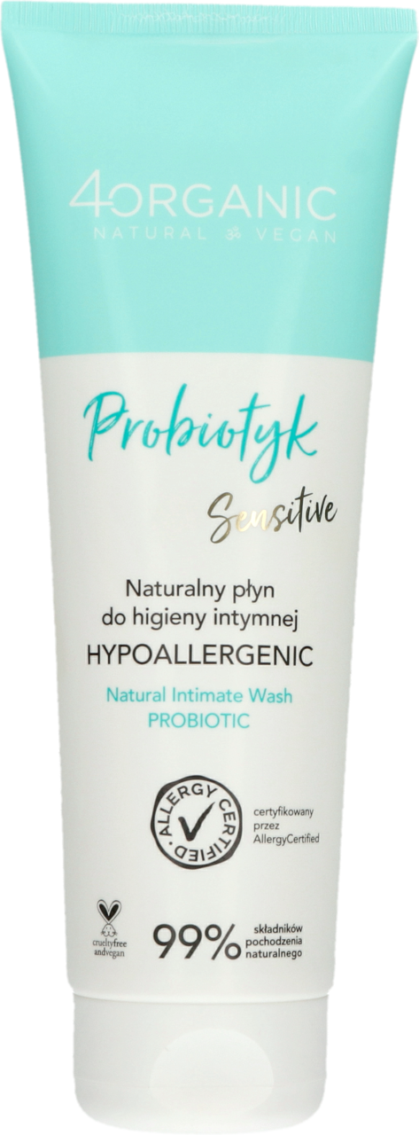 4ORGANIC, Sensitive, płyn do higieny intymnej, naturalny, Probiotyk, 250 ml