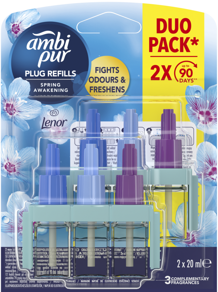 AMBI PUR, 3volution, wkład do elektrycznego odświeżacza powietrza, Lenor Spring Awakening, 2x20 ml