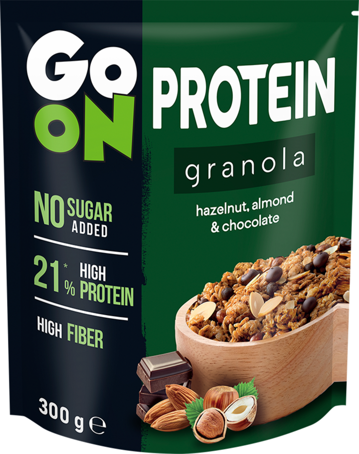 GO ON, Protein, granola z czekoladą i orzechami, proteinowa, 300 g
