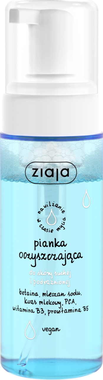 ZIAJA, pianka do mycia twarzy, oczyszczająca, nawilżająca, skóra sucha i podrażniona, 150 ml