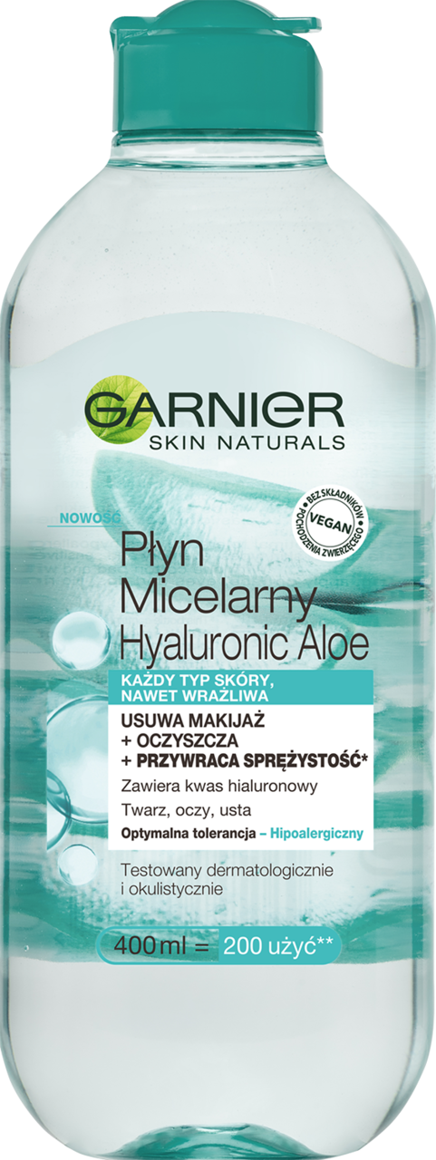 GARNIER, Skin Naturals Hyaluronic Aloe, płyn micelarny, oczyszczający, przywracający sprężystość, 400 ml