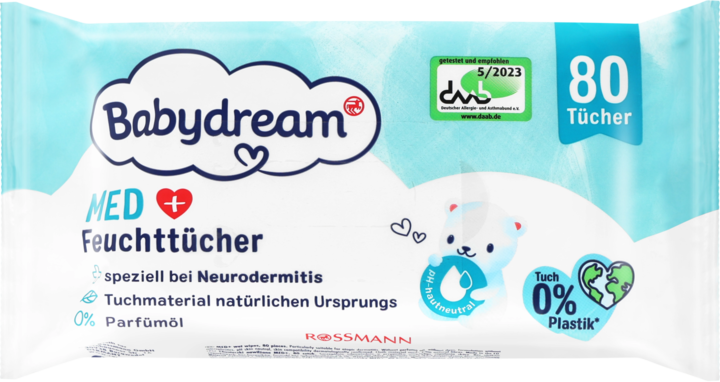 BABYDREAM, Med+, chusteczki nawilżane, 80 szt.