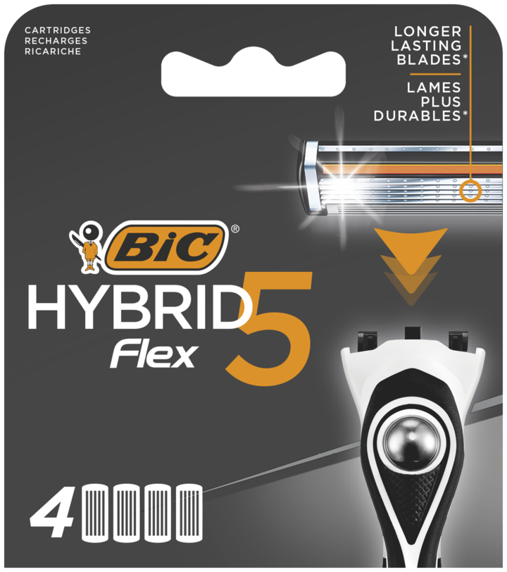 BIC, Hybrid 5 Flex, wkłady do maszynki do golenia dla mężczyzn, 5 ostrzowe, 4 szt.