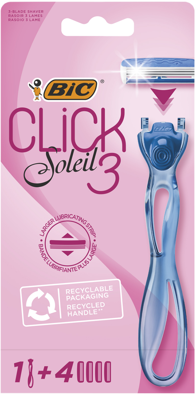 BIC, Click Solei 3, maszynka do golenia dla kobiet, 1 rączka + 4 wkłady, 3 ostrzowa, 1 szt.