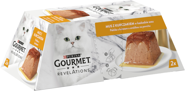 PURINA GOURMET, Revelations, karma pełnoporcjowa mokra dla dorosłych kotów, Kurczak, Mus, 2 x 57 g